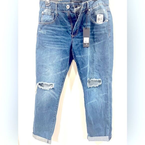 Numero Juniors Ripped Boyfriend Jeans,Torn Blue, feeling betterMedium - Picture 7 of 8